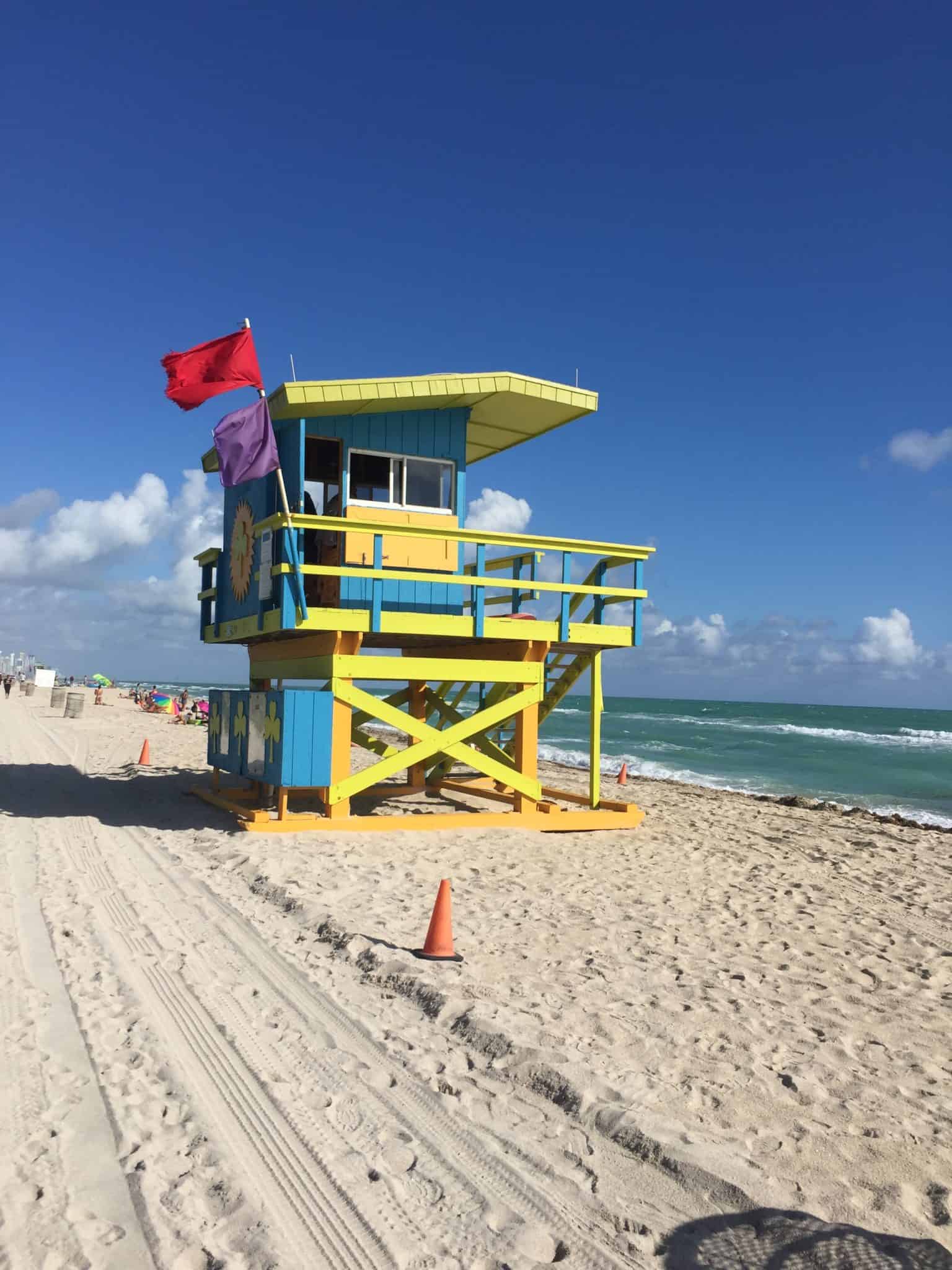 Life Guard Station. Purple Flag indicates Dangerous Sealife