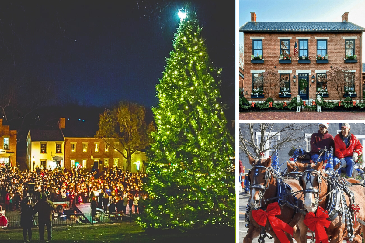 collage of Christmas festivities in small towns in Ohio