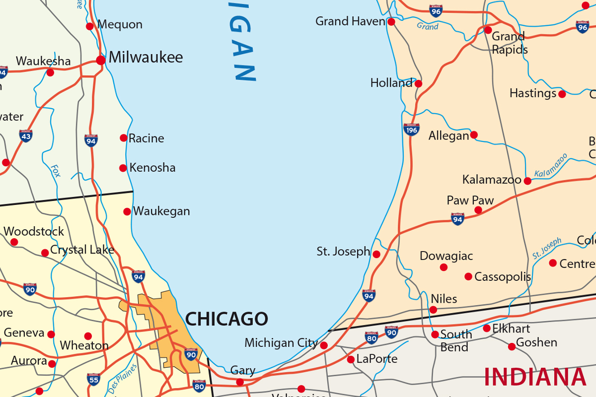 road map: Michigan Day Trips From Chicago