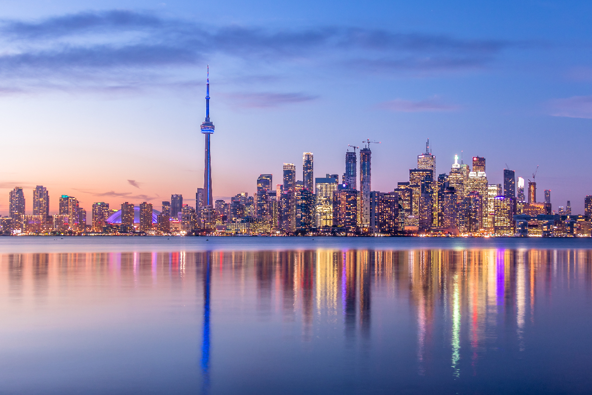 Toronto Skyline with purple light - Toronto, Ontario, Canada