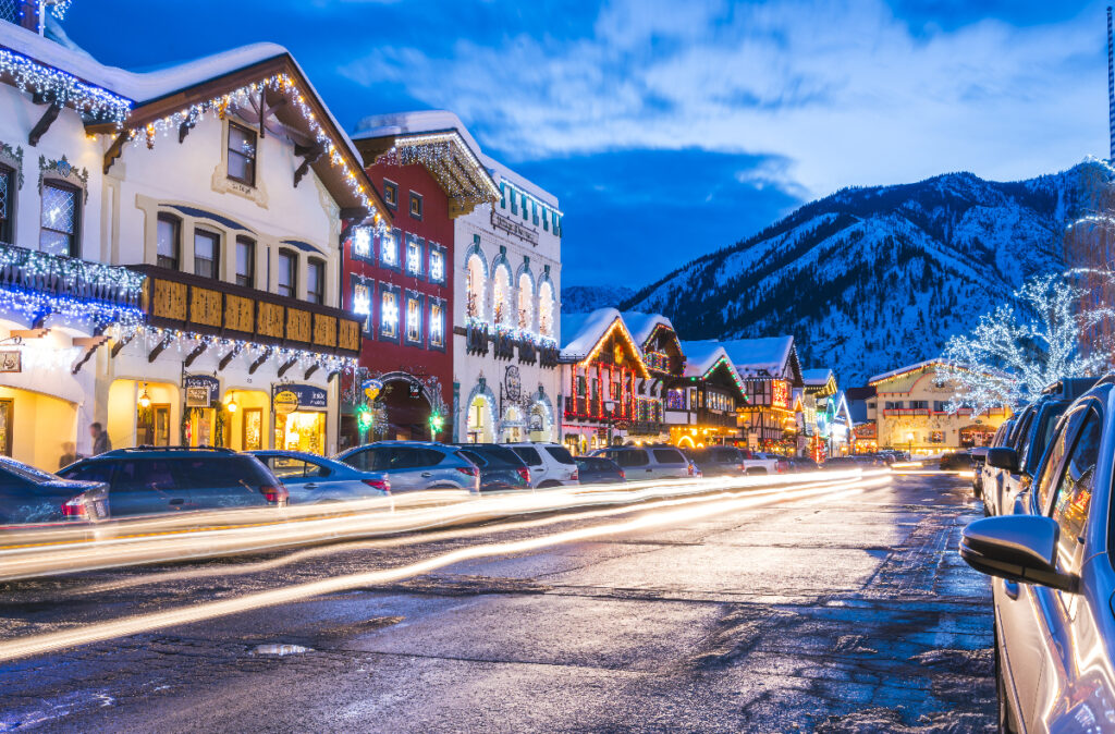 leavenworth,Washington,usa.-02/14/16: beautiful leavenworth with lighting decoration in winter.