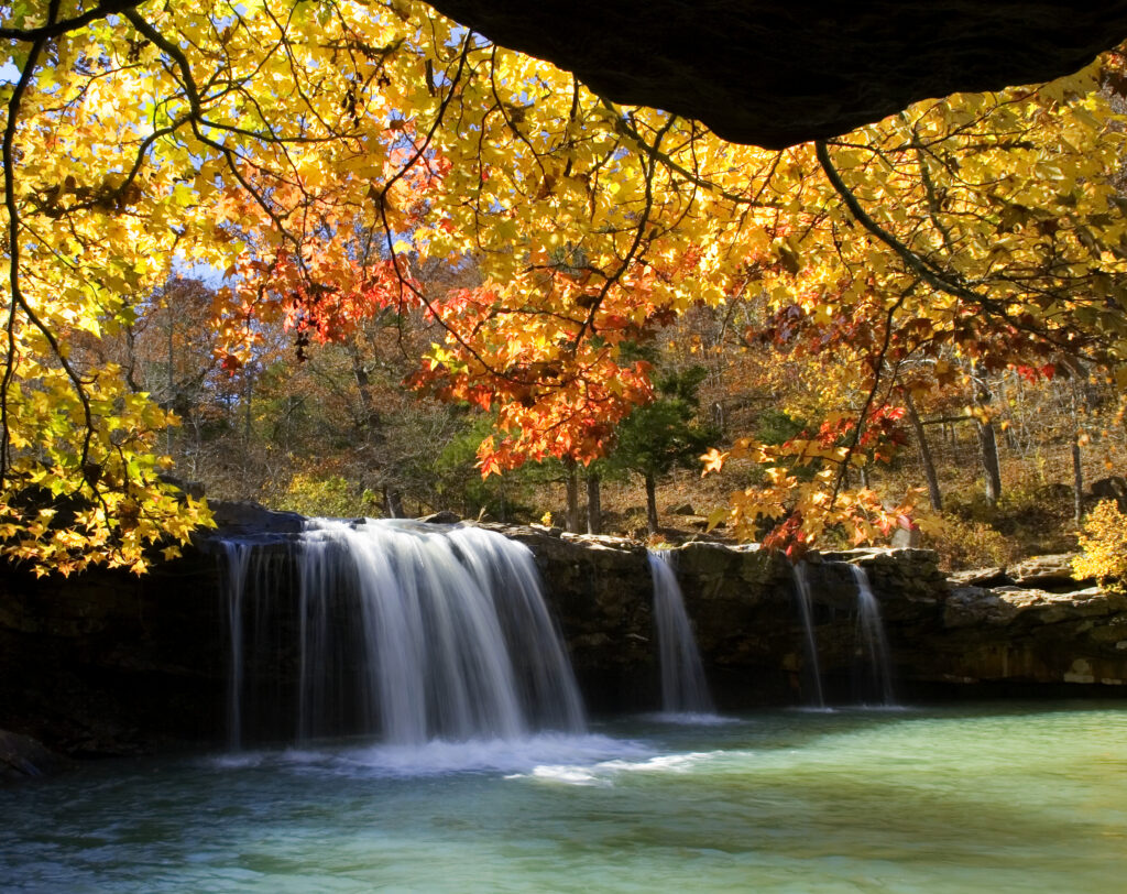 Autumn,Surrounds,Falling,Water,Falls,With,Spectacular,Fall,Colors,On