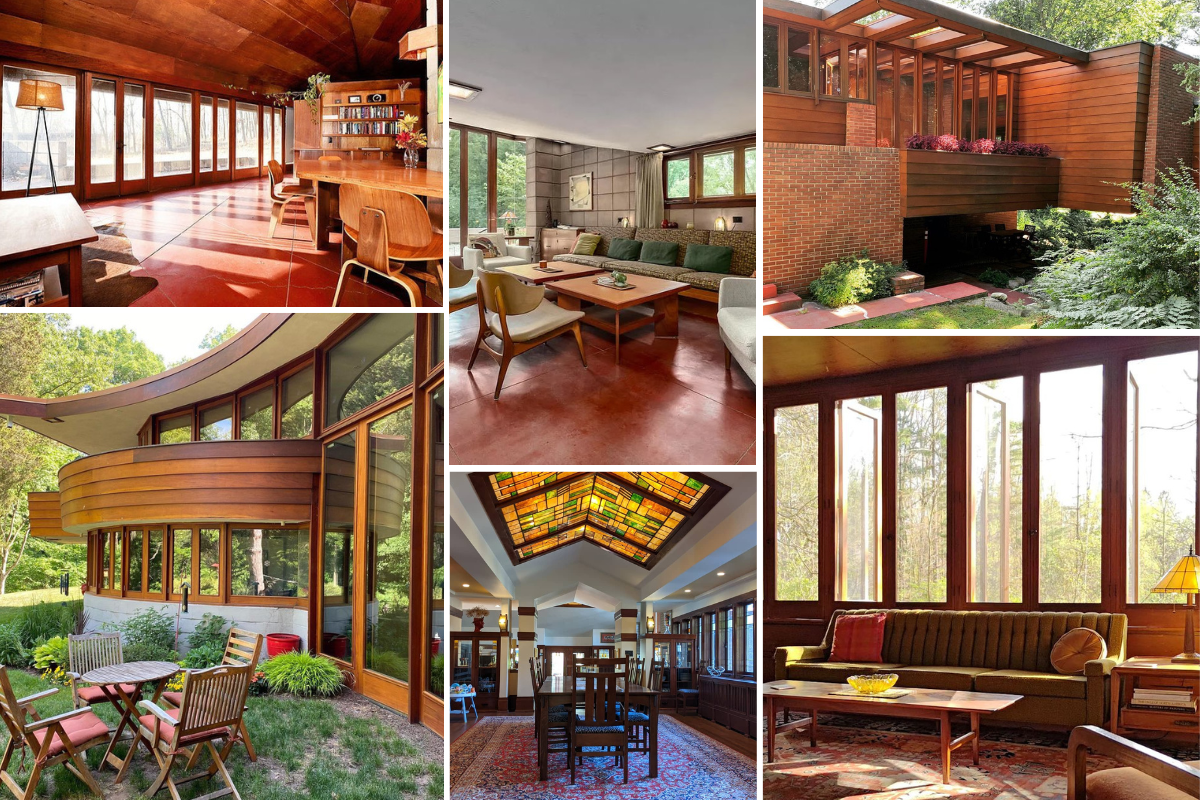 collage of Frank Lloyd Wright homes in Michigan