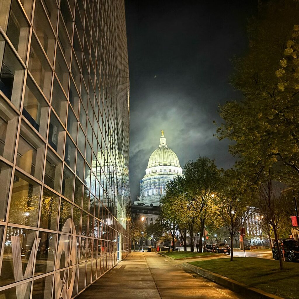Madison Wisconsin - capitol building lit up at night