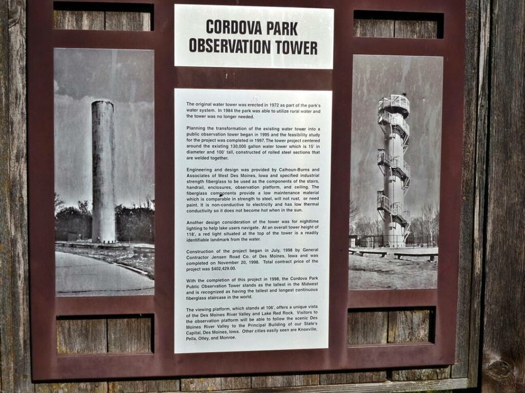 sign at Cordova Park Observation Tower - Otley, IA