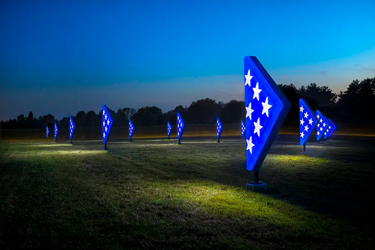 Folded Flags Display along Veterans Parkway in West Des Moines Iowa