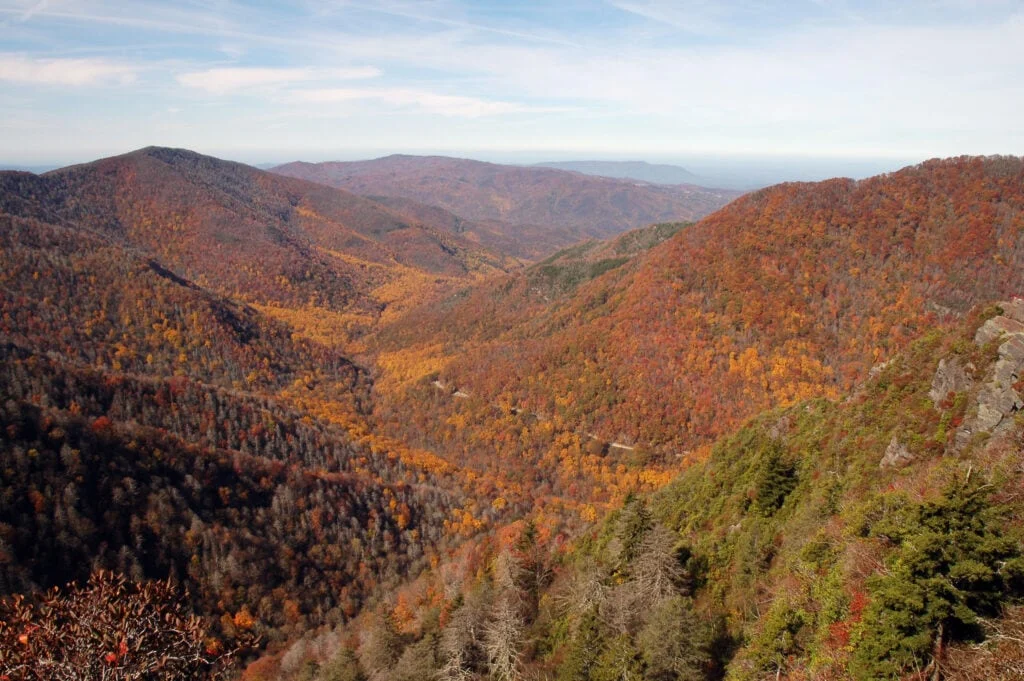 Fall Colors View from Chimney Tops Trail Great Smoky Mountains National Park Tennessee USA 1024x681 1