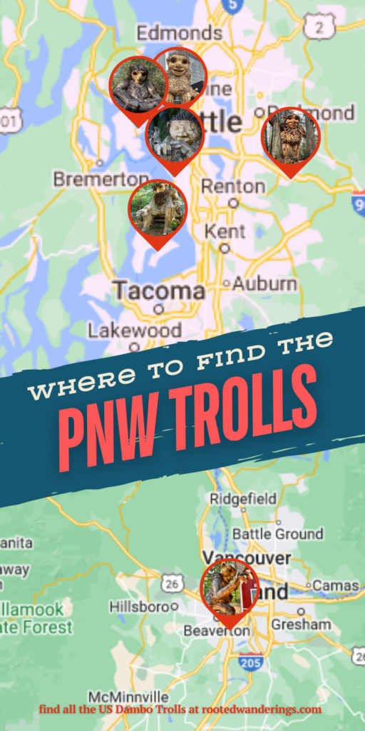 map of Dambo Troll locations in Washington and Oregon